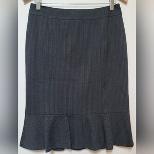 Semantiks Vintage Flared Pencil Skirt In Charcoal Gray w/ Red & White Pinstripes